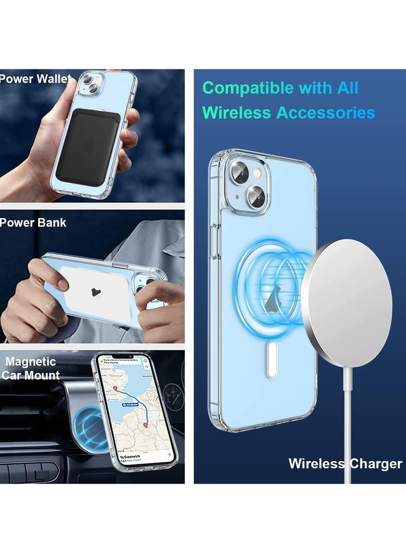 Clear Magnetic Case Compatible with iPhone 15 with Wireless Charging, Soft Silicone TPU Bumper Cover, Thin Slim Fit Hard Back Shockproof Anti-Yellow Protective Case - Image 3