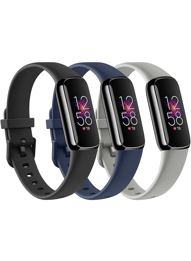 O Ozone 3 Pack Sport Bands For Fitbit Luxe Bands for Women Men, Soft Silicone Waterproof Wristbands Replacement Strap - Black /Blue/Beige - Image 1