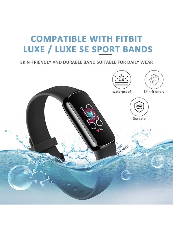 O Ozone 3 Pack Sport Bands For Fitbit Luxe Bands for Women Men, Soft Silicone Waterproof Wristbands Replacement Strap - Black /Blue/Beige - Image 2