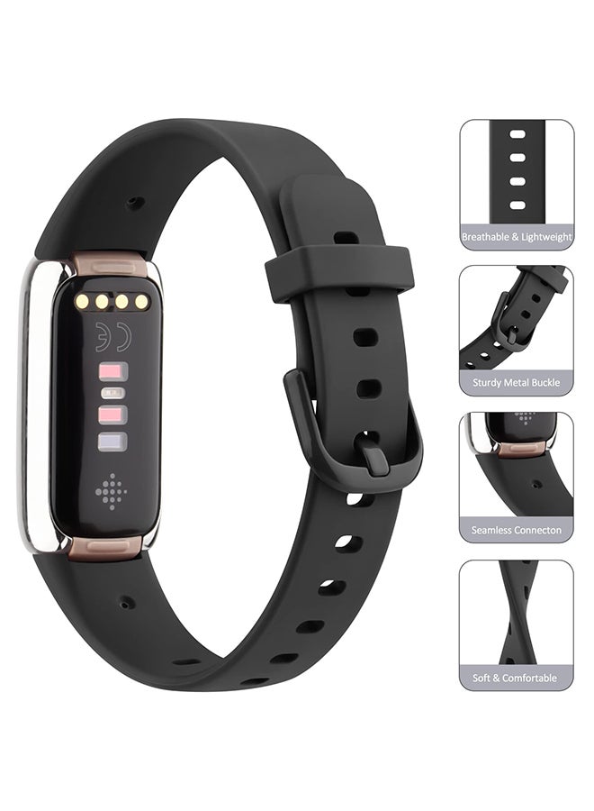 O Ozone 3 Pack Sport Bands For Fitbit Luxe Bands for Women Men, Soft Silicone Waterproof Wristbands Replacement Strap - Black /Blue/Beige - Image 3