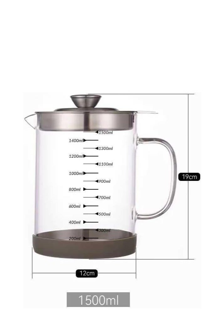 Oil and Grease Filter Pot - Heat-Resistant Glass with Strainer and Lid - Image 1