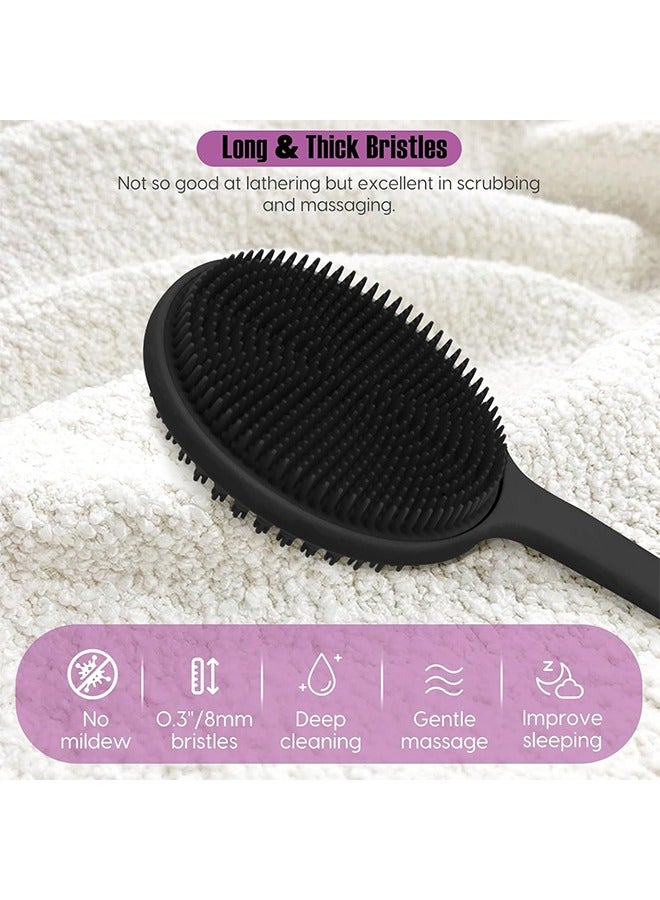 فرشاة ظهر من السيليكون للاستحمام، فرشاة استحمام للجسم، فرشاة استحمام مزدوجة الجوانب للاستحمام والتقشير والتدليك يمكنها إنتاج رغوة غنية، فرشاة ظهر بمقبض طويل للرجال والنساء - Image 5