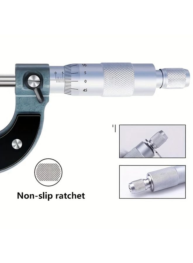 Precision Micrometer 0 25mm 0 01mm Tungsten Carbide Steel with Ratchet Stop Lock Nut 1pc - Image 4