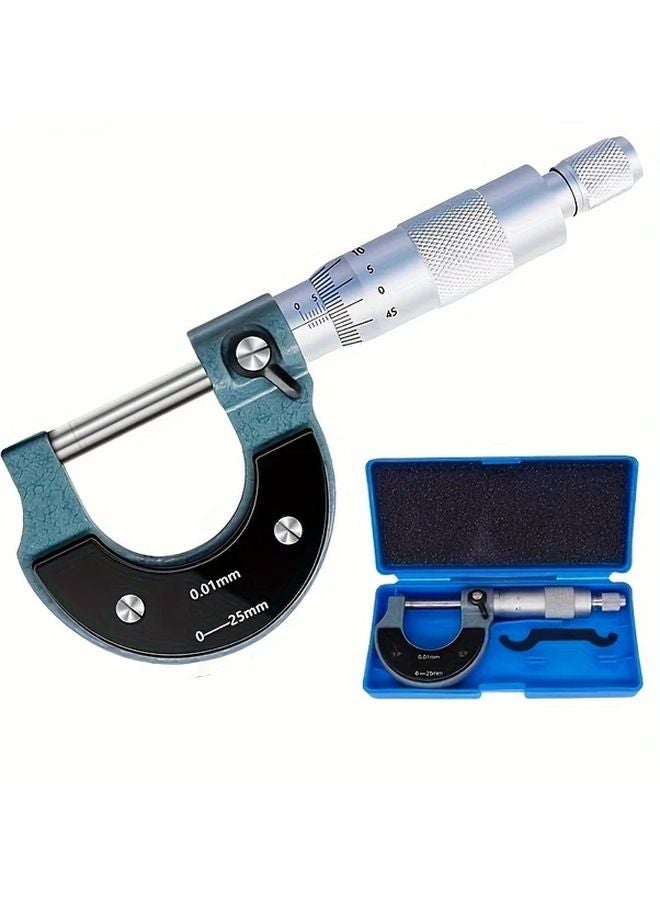 Precision Micrometer 0 25mm 0 01mm Tungsten Carbide Steel with Ratchet Stop Lock Nut 1pc - Image 2