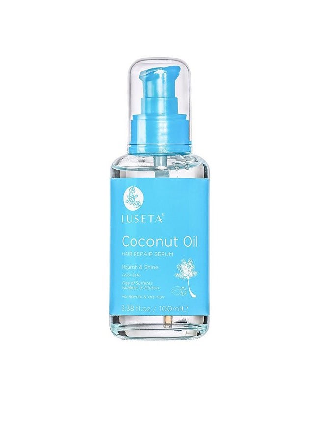 L LUSETA زيت شعر لوسيتا سيروم إصلاح الشعر زيت جوز الهند وزيت الأرجان وزيت المارولا خالي من الكبريتات وخالي من البارابين (زيت جوز الهند) - Image 1