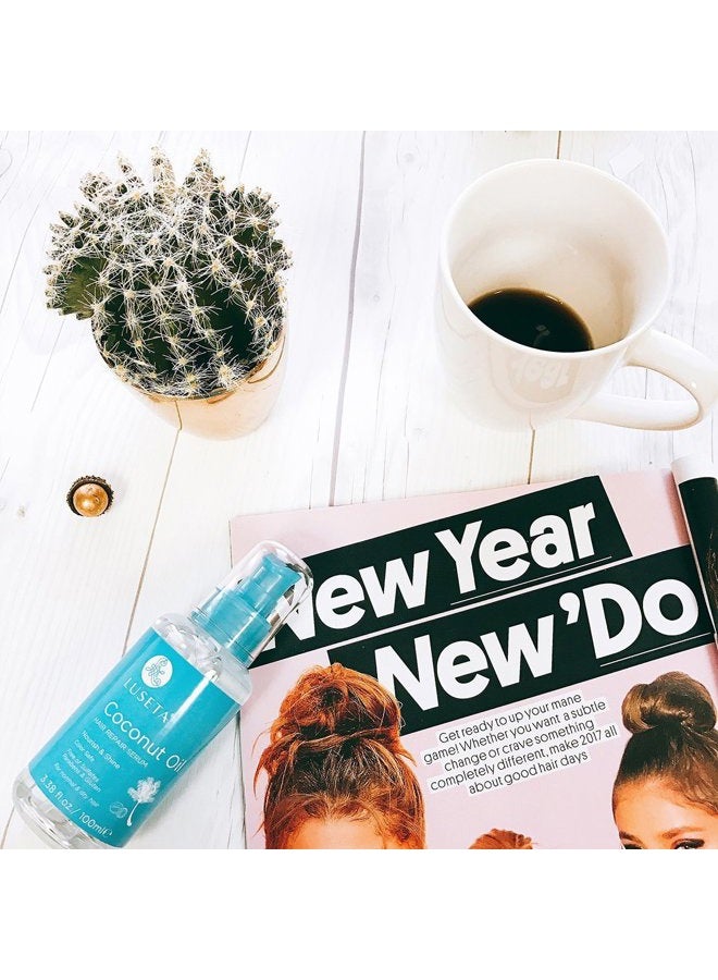 L LUSETA زيت شعر لوسيتا سيروم إصلاح الشعر زيت جوز الهند وزيت الأرجان وزيت المارولا خالي من الكبريتات وخالي من البارابين (زيت جوز الهند) - Image 4