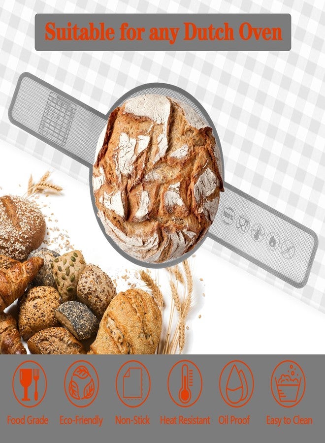 UBeesize Thickened Silicone Bread Sling, Reusable Sourdough Bread Baking Mat For Dutch Oven 2-8 Qrt, Non-Stick, Easy To Clean, With Extra Long Handles Bread Baking Sheet Liner, Grey - Image 2