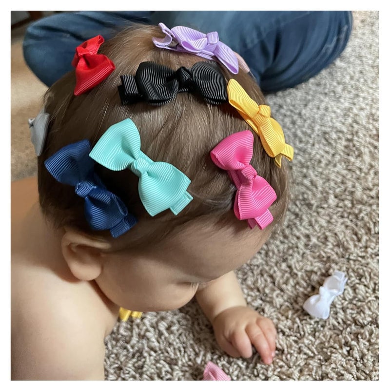 ALinmo Baby Hair Clips 60 Colors Baby Girls Fully Lined Baby Bows Hair Pins Tiny 2" Hair Bows Alligator Clips for Baby Girls Infants Toddlers Multicolor - Image 4