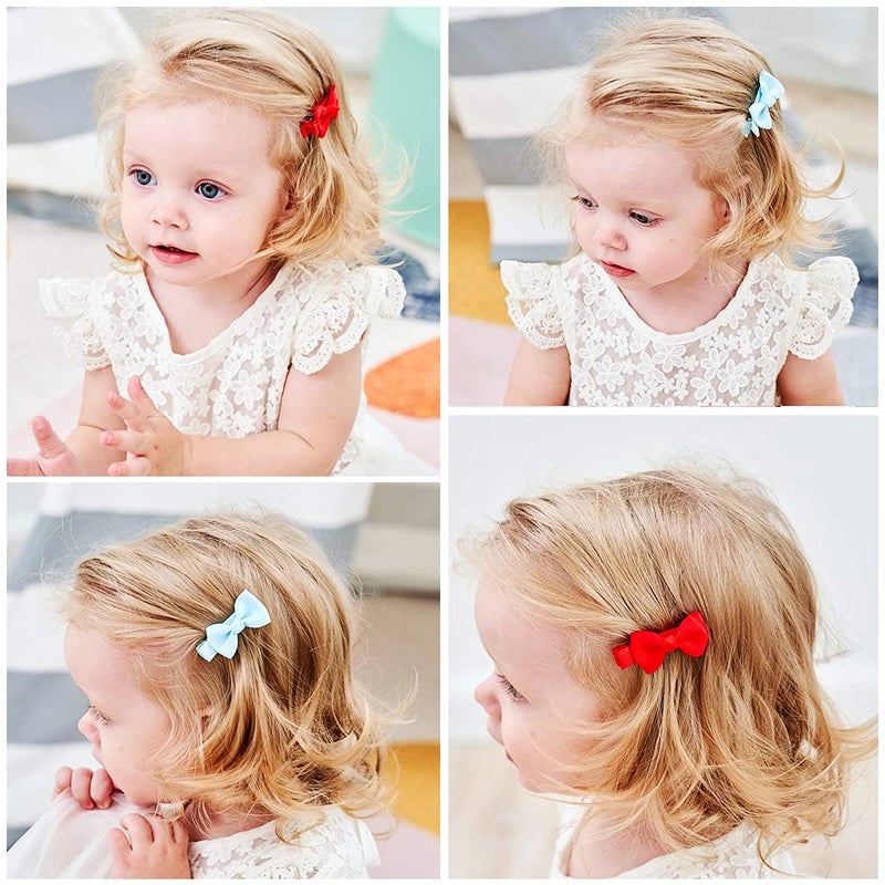 ALinmo Baby Hair Clips 60 Colors Baby Girls Fully Lined Baby Bows Hair Pins Tiny 2" Hair Bows Alligator Clips for Baby Girls Infants Toddlers Multicolor - Image 3