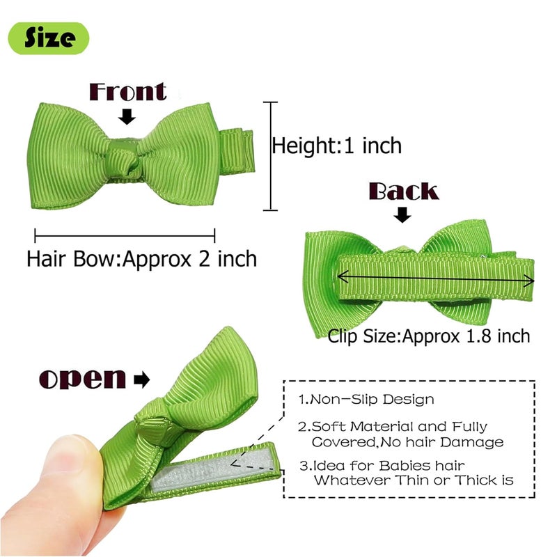 ALinmo Baby Hair Clips 60 Colors Baby Girls Fully Lined Baby Bows Hair Pins Tiny 2" Hair Bows Alligator Clips for Baby Girls Infants Toddlers Multicolor - Image 2