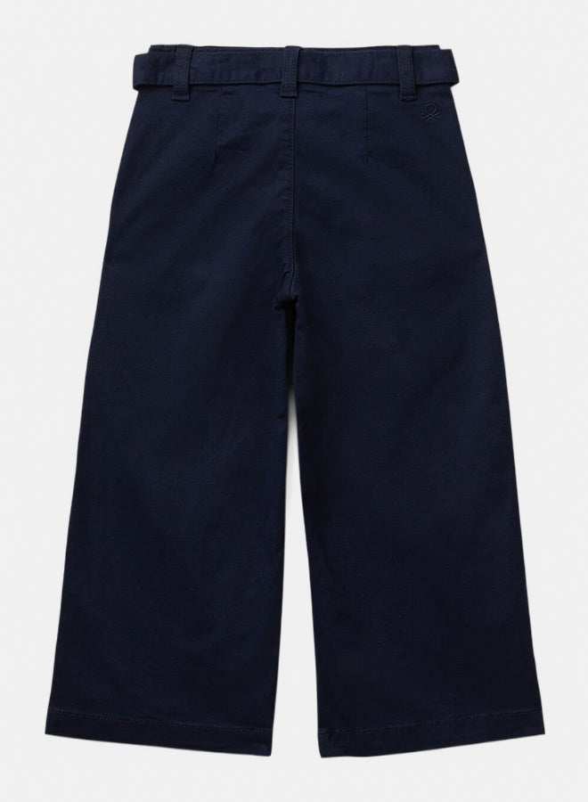 Benetton Girls Wide fit cotton trousers with sash - Image 3