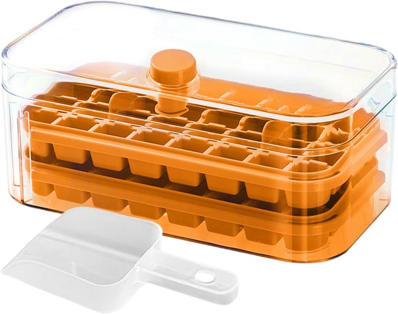 2-Layer Press Ice Block Maker with 64 Grids - Kitchen Freezer Tray for Cocktails and Beverages - Image 1