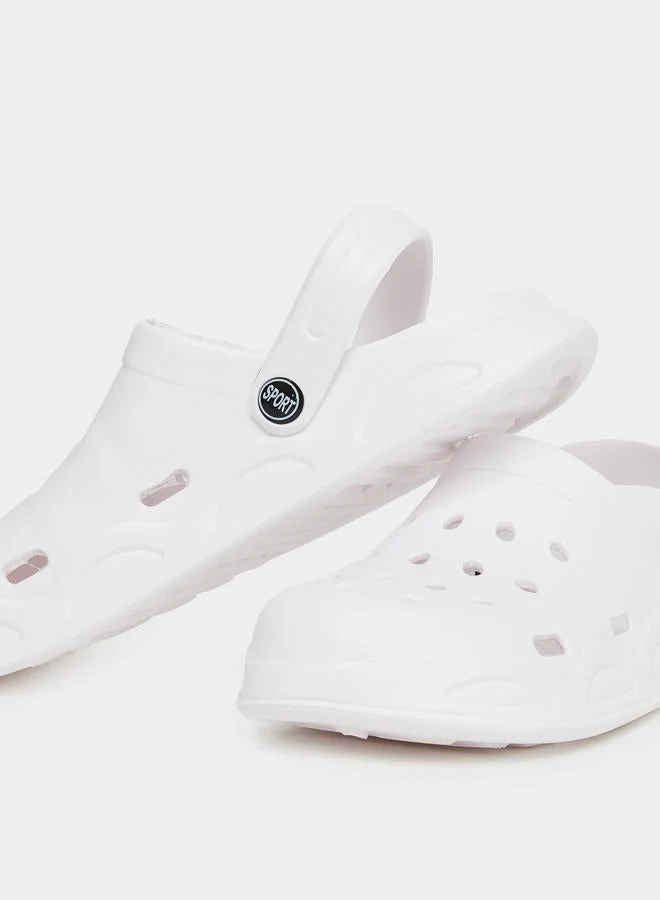 Take Two Vamp Perforated Solid Heel Strap Clogs