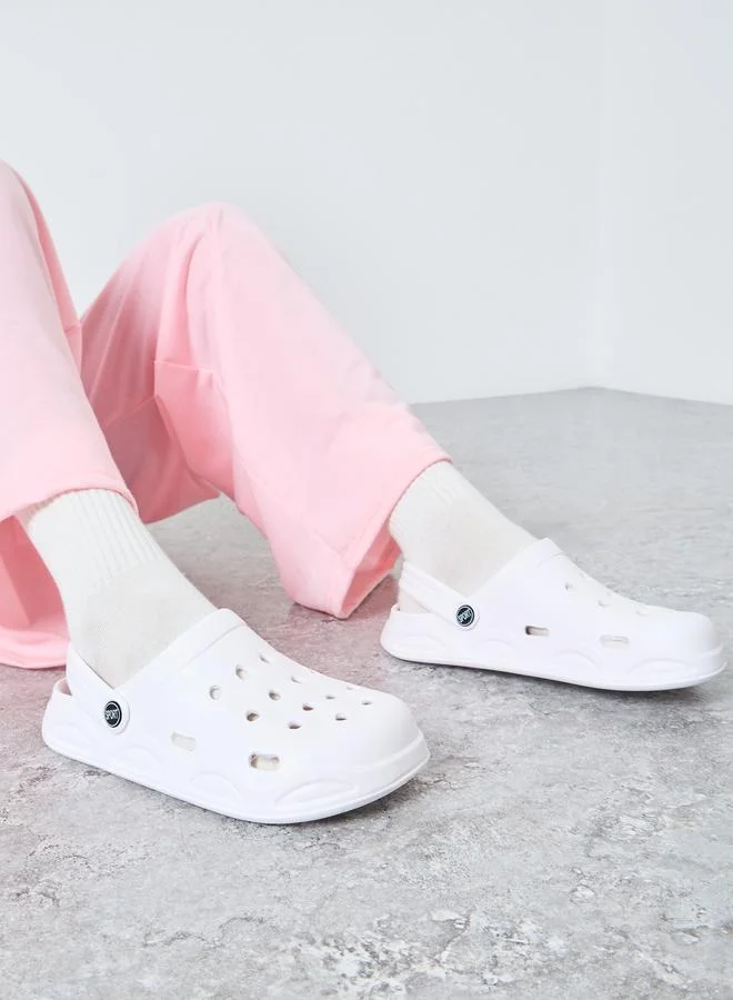 Take Two Styli Vamp Perforated Solid Heel Strap Clogs