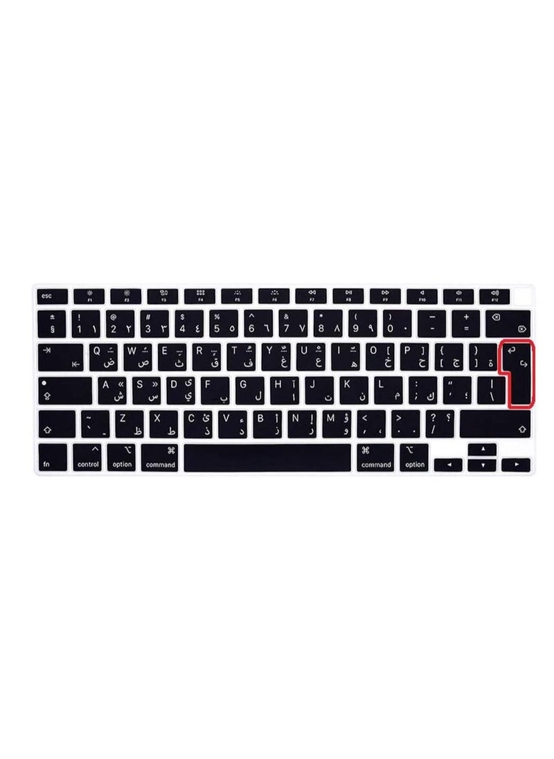 ماركة غير محددة غطاء حماية لوحة المفاتيح باللغة الإنجليزية والعربية لجهاز MacBook Air مقاس 13.3 بوصة إصدار 2020 طراز A2179 A1932 باللون الأسود  - Image 1