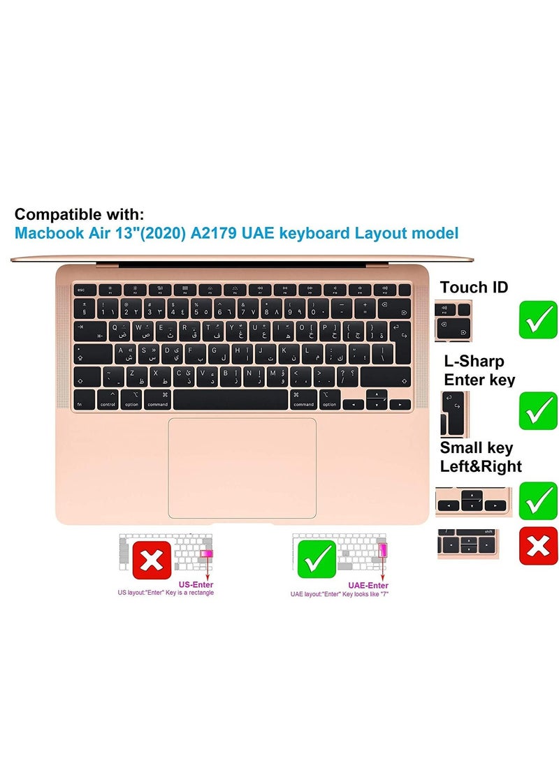 ماركة غير محددة غطاء حماية لوحة المفاتيح باللغة الإنجليزية والعربية لجهاز MacBook Air مقاس 13.3 بوصة إصدار 2020 طراز A2179 A1932 باللون الأسود  - Image 3