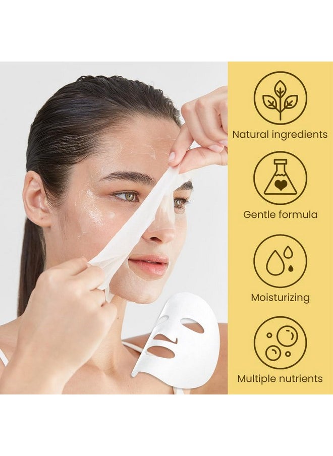 AMY'S DIARY - 6 Pcs Real Nature Hydrating Face Mask Hyaluronic Acid Vitamin C And E Chamomile Korean Beauty Essence Facial Paper Sheet Mask For Skin Care Moisturizing (Honey) - Image 1