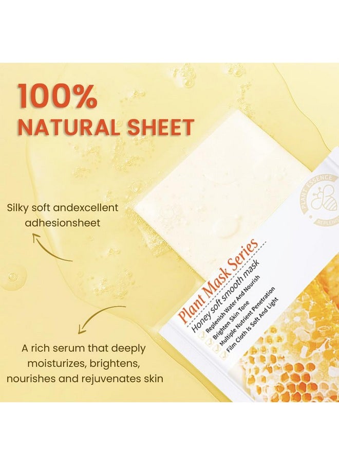 AMY'S DIARY - 6 Pcs Real Nature Hydrating Face Mask Hyaluronic Acid Vitamin C And E Chamomile Korean Beauty Essence Facial Paper Sheet Mask For Skin Care Moisturizing (Honey) - Image 1