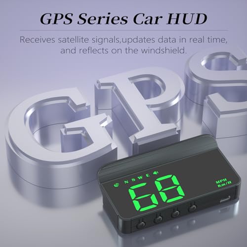 AZIJYV Heads Up Display for Cars,Windshield Speedometer Projector M1Green ,Digital GPS Speedometer with Speed,Driving Direction,Overspeed Alarm Fatigued Driving,GPS Mode for All Vehicles - Image 4