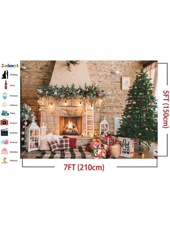 Dudaacvt 7x5ft Christmas Fireplace Theme Backdrop for Photography Christmas Photography Backdrop Merry Xmas Sock Gift Decorations Family Party Party Supplies Banner Booth Props D470 - Image 4