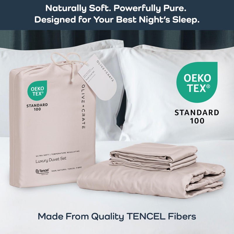 Olive + Crate Tencel Eucalyptus Cooling Duvet Cover Set - Hypoallergenic, Lyocell Tencel Duvet Cover - Soft, Temperature Regulating with Hidden Button Closure & Corner Ties - King Size [Barely Pink] - Image 2