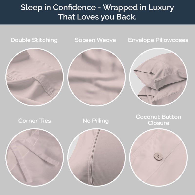 Olive + Crate Tencel Eucalyptus Cooling Duvet Cover Set - Hypoallergenic, Lyocell Tencel Duvet Cover - Soft, Temperature Regulating with Hidden Button Closure & Corner Ties - King Size [Barely Pink] - Image 4