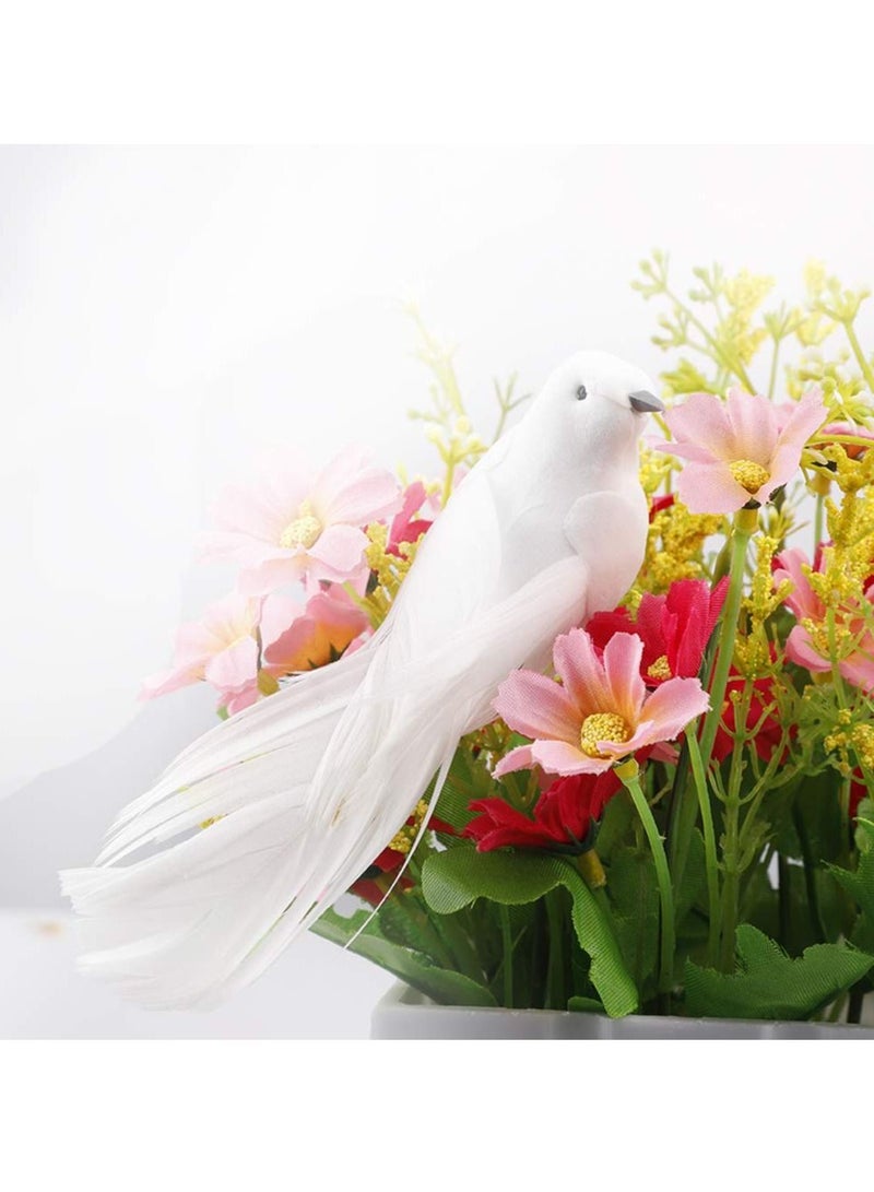 KASTWAVE 12 Pcs Artificial Dove Birds Clip on Tree Ddecorations White Feather Birds for Tree DIY Craft Home Ornaments Garden Wedding Party Accessories - Image 5