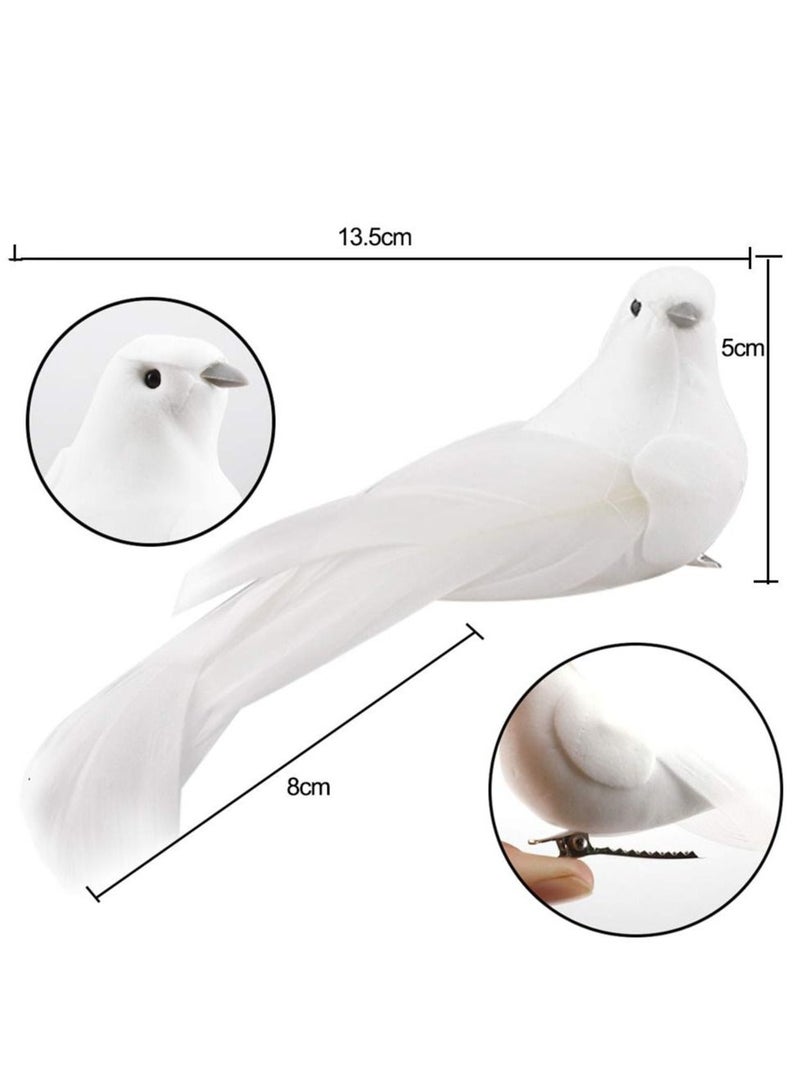 KASTWAVE 12 Pcs Artificial Dove Birds Clip on Tree Ddecorations White Feather Birds for Tree DIY Craft Home Ornaments Garden Wedding Party Accessories - Image 3