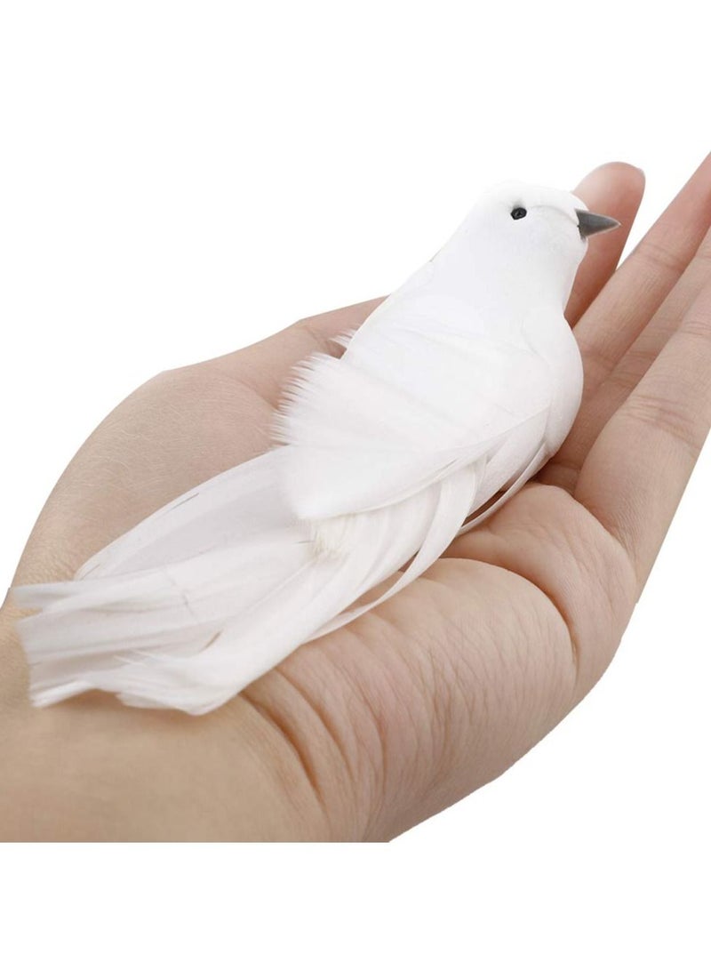 KASTWAVE 12 Pcs Artificial Dove Birds Clip on Tree Ddecorations White Feather Birds for Tree DIY Craft Home Ornaments Garden Wedding Party Accessories - Image 4
