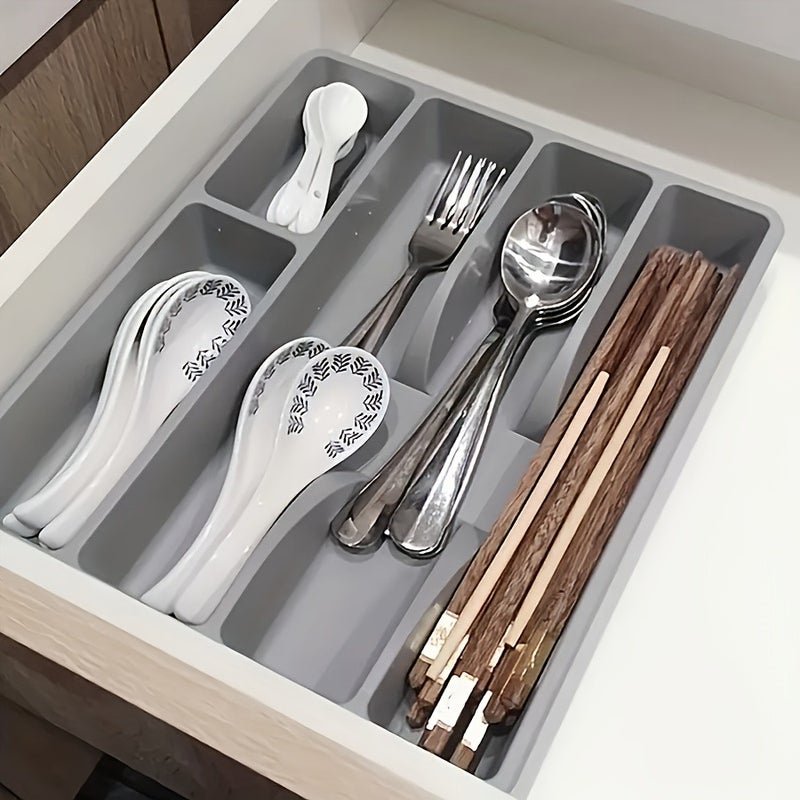 Random Style Heavy-Duty Transparent Plastic Cutlery Organizer with Dividers And Labels - Thickened Base, Dishwasher Safe - Kitchen, Restaurant, And Food Service Drawer Organizer - Space-Saving Cutlery Storage Box with Insert Installation - Compatibl - Image 5