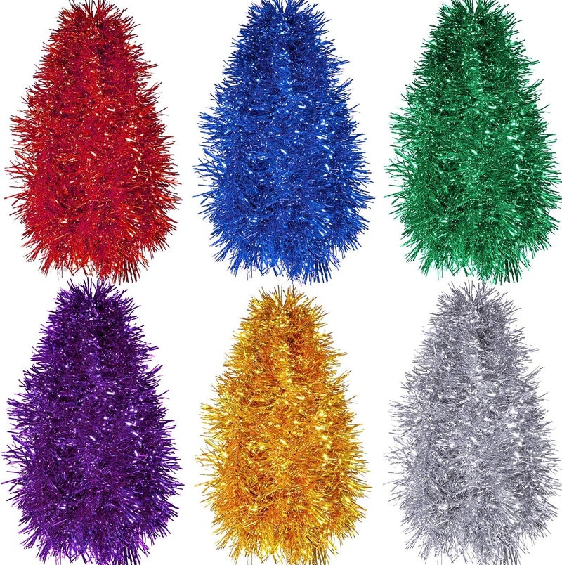 Shappy 90 ft 6 Rolls Christmas Tinsel Garland for Tree Decor Glitter Metallic Twist Hanging Garland Colorful for Wedding Birthday Party Home Indoor Outdoor - Image 1