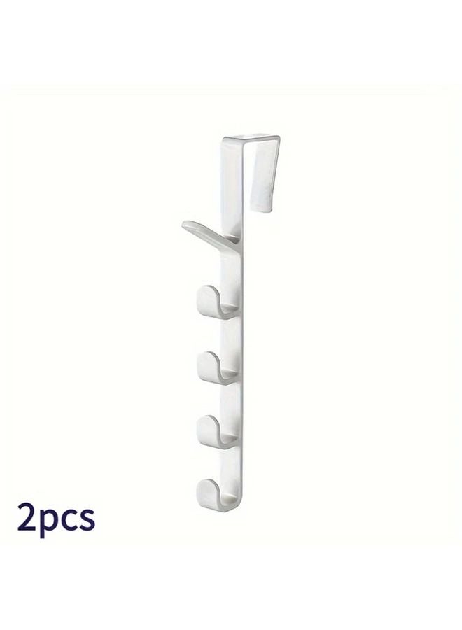 White Over The Door Hanger ABS Plastic Space Saving Hook Rack For Clothes Bags Towels - Image 1