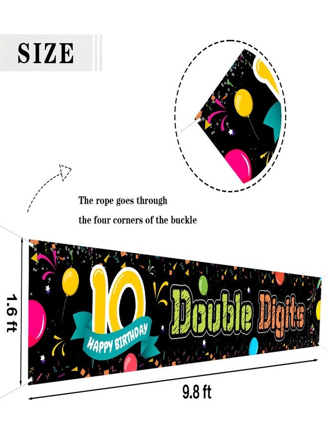 WeBenison Large 10 Double Digits Banner/Happy 10th Birthday Garden Backdrop Banner/Ten Yard Lawn Sign/Cheers to 10 Years Party Outdoor Indoor Decorations, 9.8 x 1.6 ft - Image 2