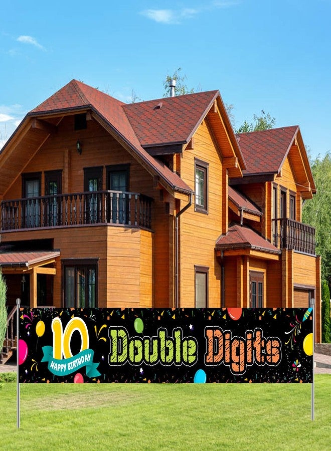 WeBenison Large 10 Double Digits Banner/Happy 10th Birthday Garden Backdrop Banner/Ten Yard Lawn Sign/Cheers to 10 Years Party Outdoor Indoor Decorations, 9.8 x 1.6 ft - Image 5