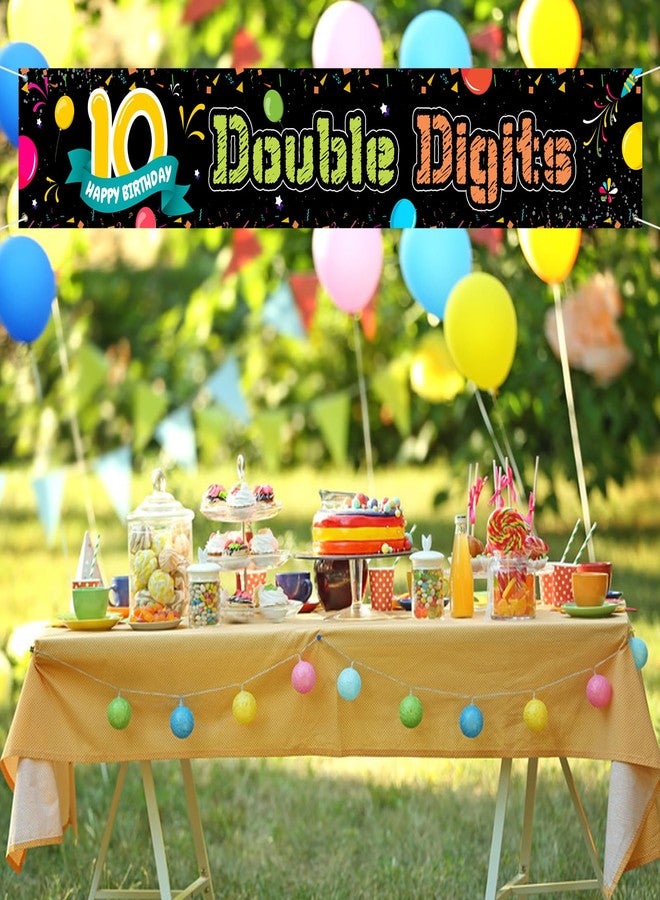 WeBenison Large 10 Double Digits Banner/Happy 10th Birthday Garden Backdrop Banner/Ten Yard Lawn Sign/Cheers to 10 Years Party Outdoor Indoor Decorations, 9.8 x 1.6 ft - Image 4
