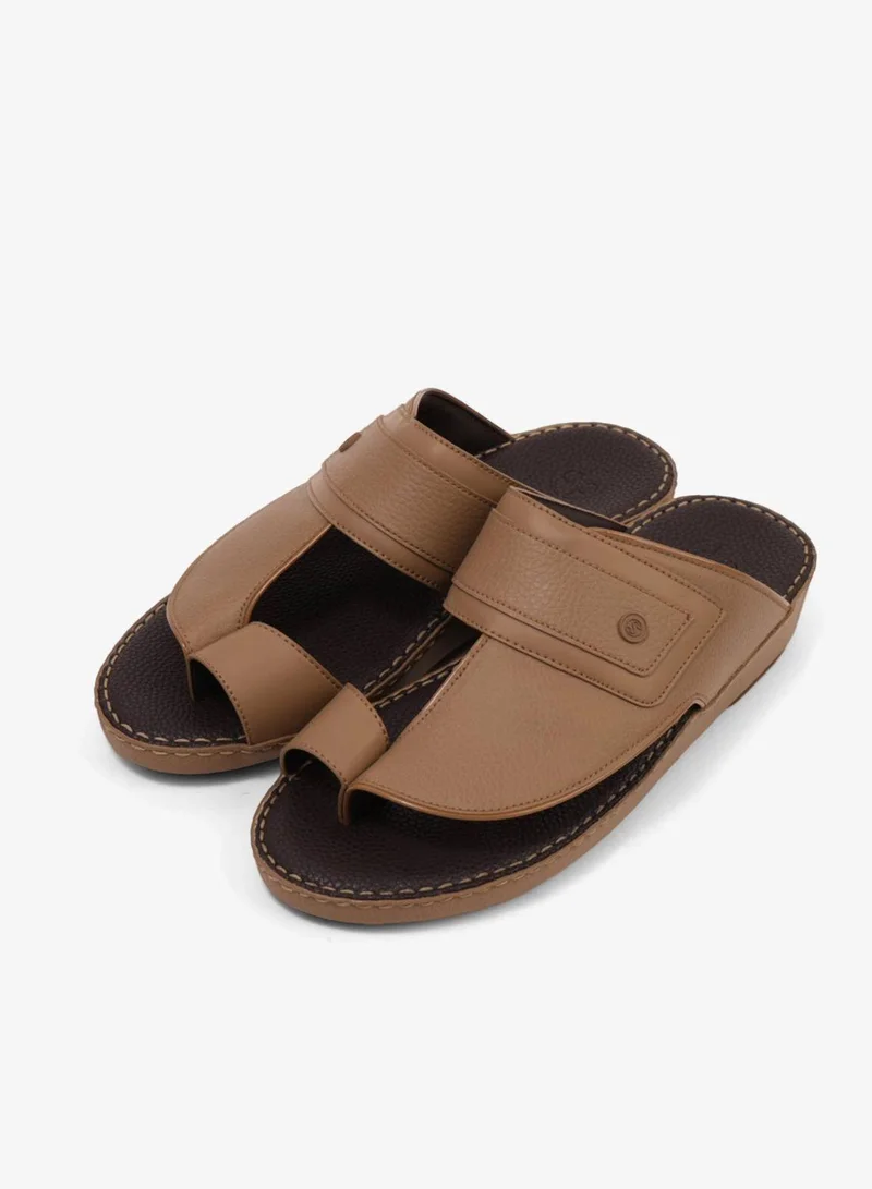 Comfort Plus COMFORT PLUS LEATHER SANDALS WITH COMFORTABLE FOOTBED OLIVE BROWN