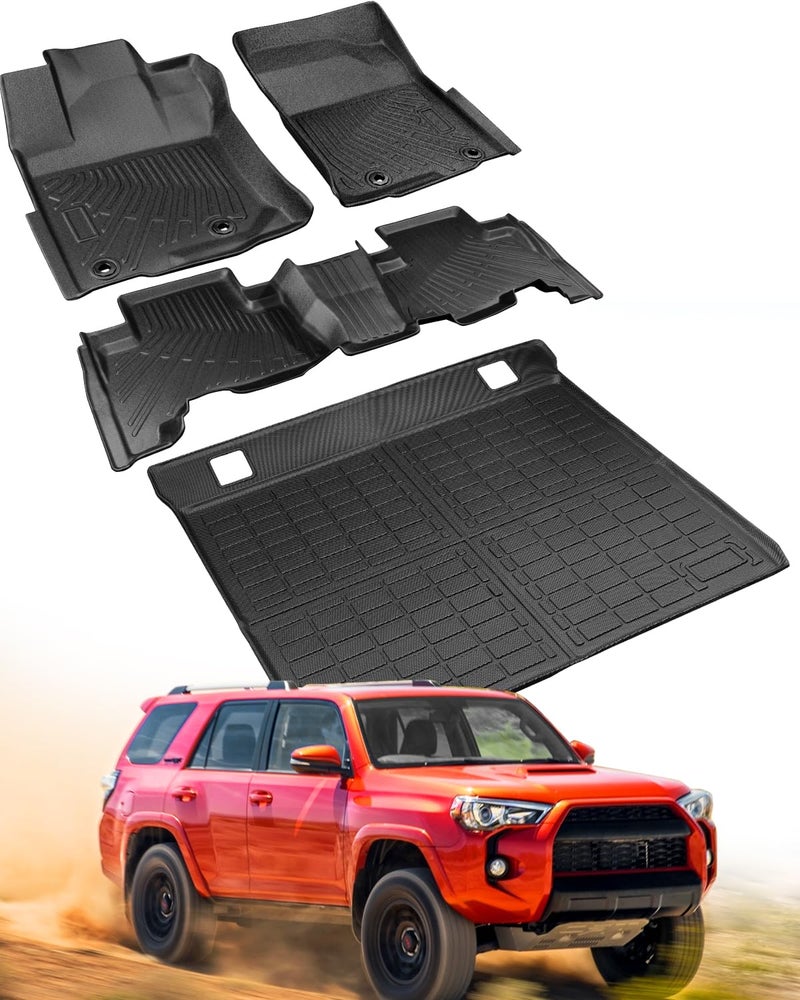 DrCarNow All-Weather Floor Mats for Toyota 4Runner 2024 2023 2022 2021 2020 2019 2018 2017 2016 2015 2014 2013 (Only Fit 5-Seat W/o Sliding Cargo Tray), Heavy Duty & Ideal Gift for Toyota 4Runner Accessories - Image 1