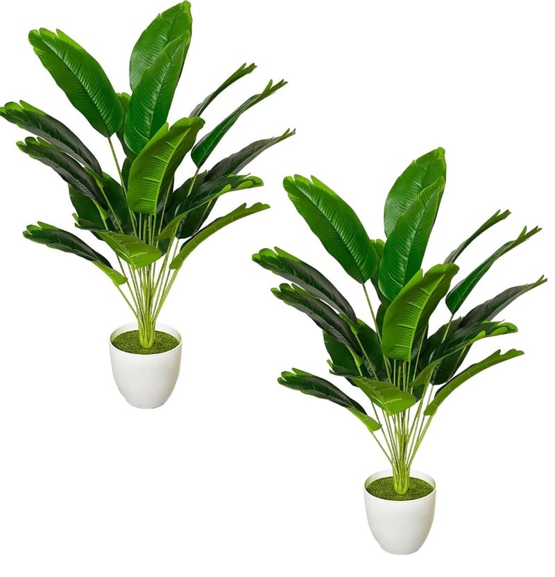 Dekorly Fake Plants Artificial Floor Plants Large Tropical Palm Tree Tall Monstera Plant in Pot Faux Plants for Indoor Outdoor Home (Banana Tree, Pack of 2) - Image 5