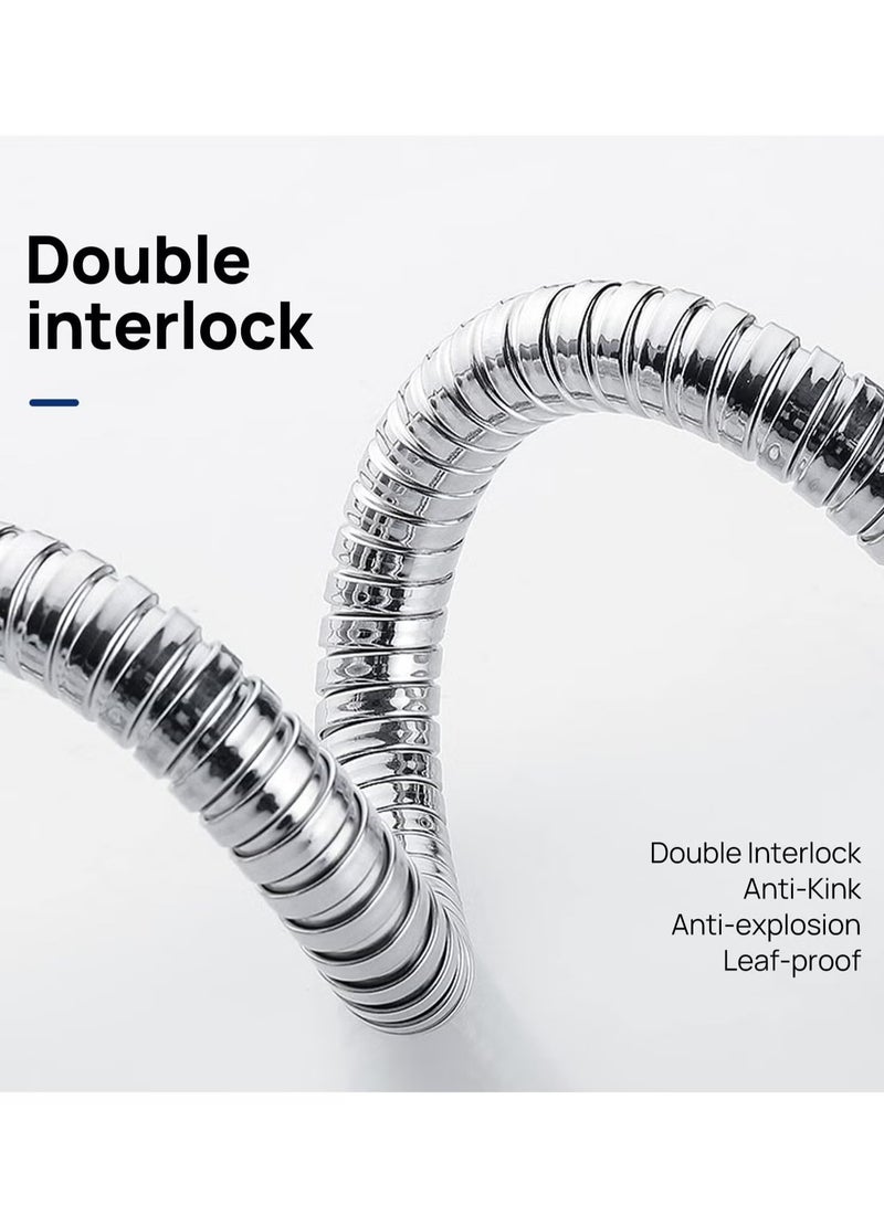 ترينفي خرطوم دش من الفولاذ المقاوم للصدأ بطول 1.5 متر - رأس دش مرن مضاد للالتواء بزاوية 360 درجة، خرطوم بيديه عالمي، خرطوم شطاف، موصل دش محمول عالي الضغط، أنبوب دش بديل للحمام والمرحاض ومسدس الرش واستخدامات النظافة الشخصية - Image 2