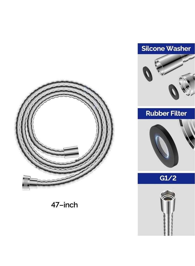 ترينفي خرطوم دش من الفولاذ المقاوم للصدأ بطول 1.5 متر - رأس دش مرن مضاد للالتواء بزاوية 360 درجة، خرطوم بيديه عالمي، خرطوم شطاف، موصل دش محمول عالي الضغط، أنبوب دش بديل للحمام والمرحاض ومسدس الرش واستخدامات النظافة الشخصية - Image 5