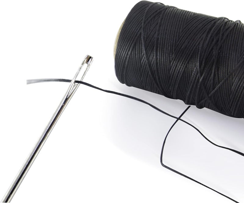 MJMP 10" Upholstery Large Eye Long Needle Apply to Home or Work Hand Sewing Tapestry Embroidery with 568 Yard 150D 1mm-Width Black Leather Sewing Waxed Thread. (10 inch, 568 Yard) - Image 4