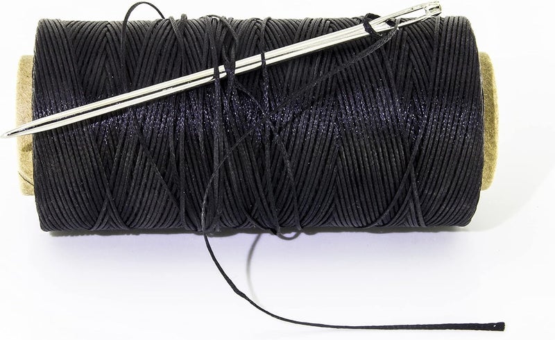 MJMP 10" Upholstery Large Eye Long Needle Apply to Home or Work Hand Sewing Tapestry Embroidery with 568 Yard 150D 1mm-Width Black Leather Sewing Waxed Thread. (10 inch, 568 Yard) - Image 2