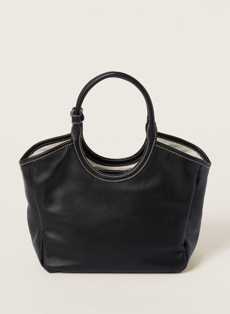 Miu Miu MIU IVY Leather Tote Bag, Women's Hand Bag, Women's Hobo Bag, Women's Shoulder Bag, Women's Cross Body Bag, Women's Travel Bag, Black - Image 4