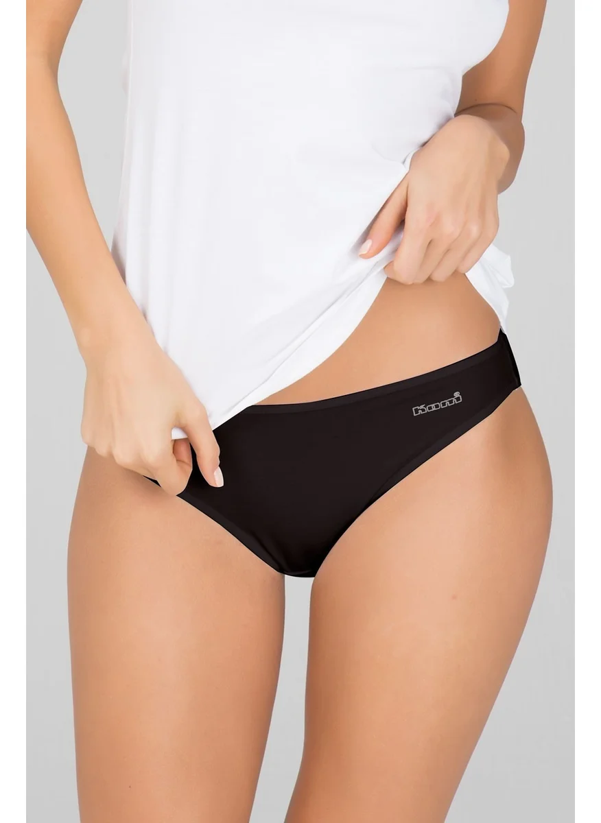 كوم Women's Combed Cotton Lycra Basic Bikini Slip Panties 2 Piece Black 36-44