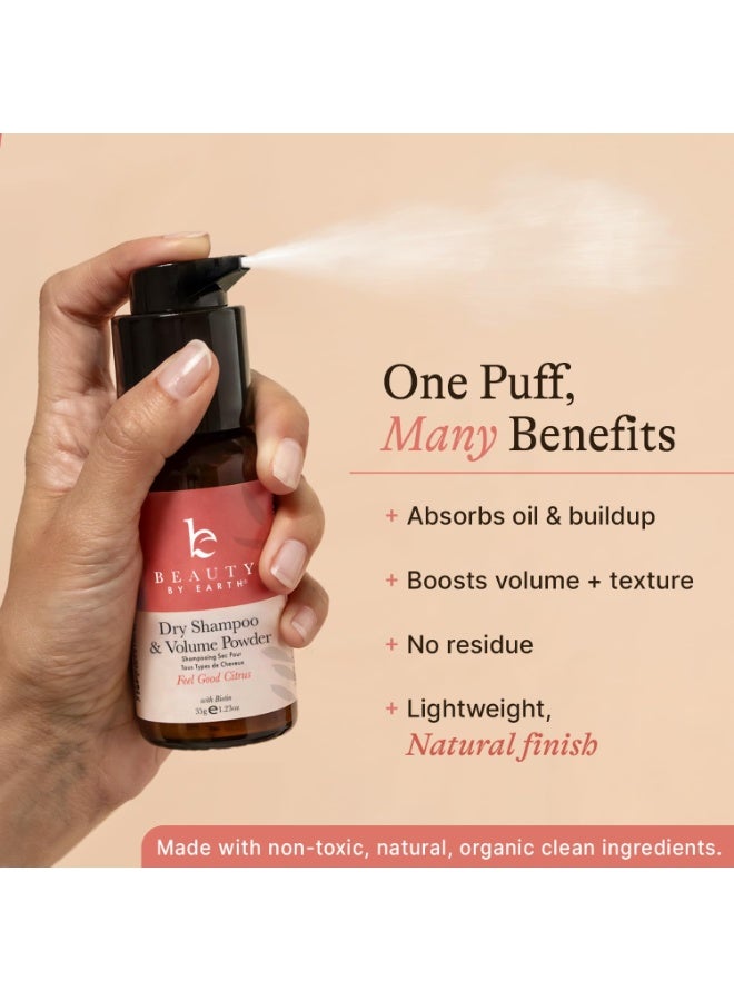 Beauty by Earth Beauty by Earth Dry Shampoo Powder Spray for Women & Men, Non Aerosol Volumizing & Clarifying Powder, USA Made with Clean Ingredients & Biotin for Light, Brunette & Dark Hair - Travel Size Friendly - Image 2