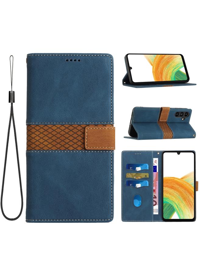 اس-توب جراب لهاتف Samsung Galaxy A34 5G مصنوع من الجلد بخياطة شبكية مع حبل - Image 1