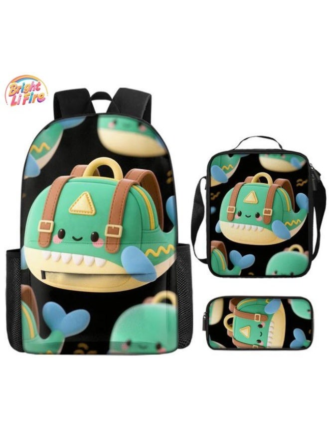 Bright Li Fire Unlock the new fashion of childish fun! Three-piece set of bags, cartoon elements for children and teenagers (students, children, friends' outings, mountain climbing, schooling, etc. can be used) - 116 - Image 1