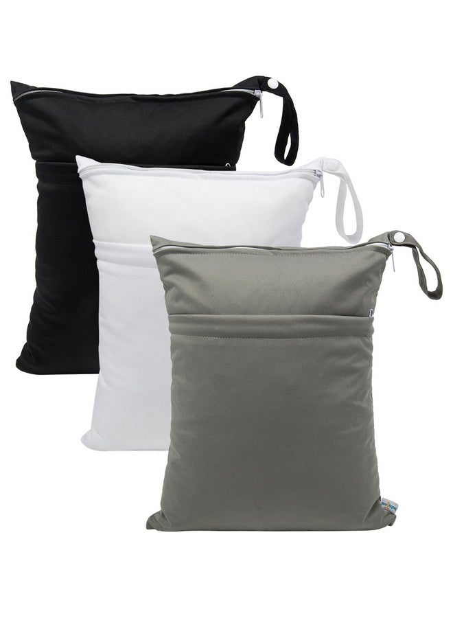 بيبي جول حقائب جافة مبللة لحفاضات الأطفال القماشية، حقائب سفر مقاومة للماء وقابلة للغسل، حقيبة للشاطئ وحمام السباحة والصالة الرياضية لملابس السباحة والملابس المبللة مع جيبين، عبوة من 3 قطع L-Bwg - Image 1