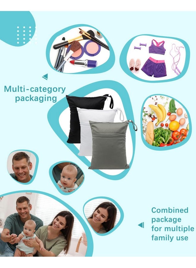 بيبي جول حقائب جافة مبللة لحفاضات الأطفال القماشية، حقائب سفر مقاومة للماء وقابلة للغسل، حقيبة للشاطئ وحمام السباحة والصالة الرياضية لملابس السباحة والملابس المبللة مع جيبين، عبوة من 3 قطع L-Bwg - Image 5