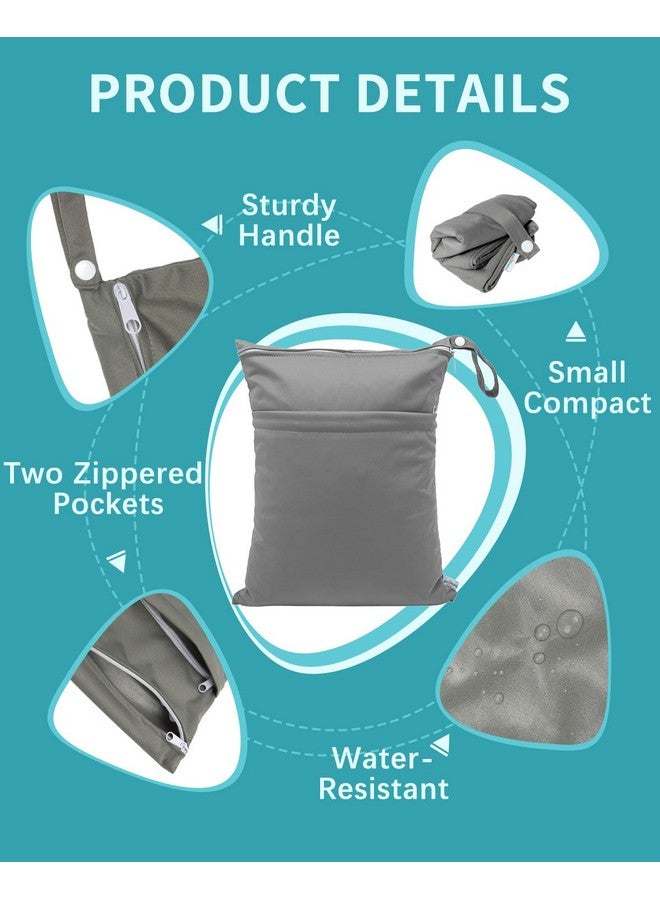 بيبي جول حقائب جافة مبللة لحفاضات الأطفال القماشية، حقائب سفر مقاومة للماء وقابلة للغسل، حقيبة للشاطئ وحمام السباحة والصالة الرياضية لملابس السباحة والملابس المبللة مع جيبين، عبوة من 3 قطع L-Bwg - Image 2